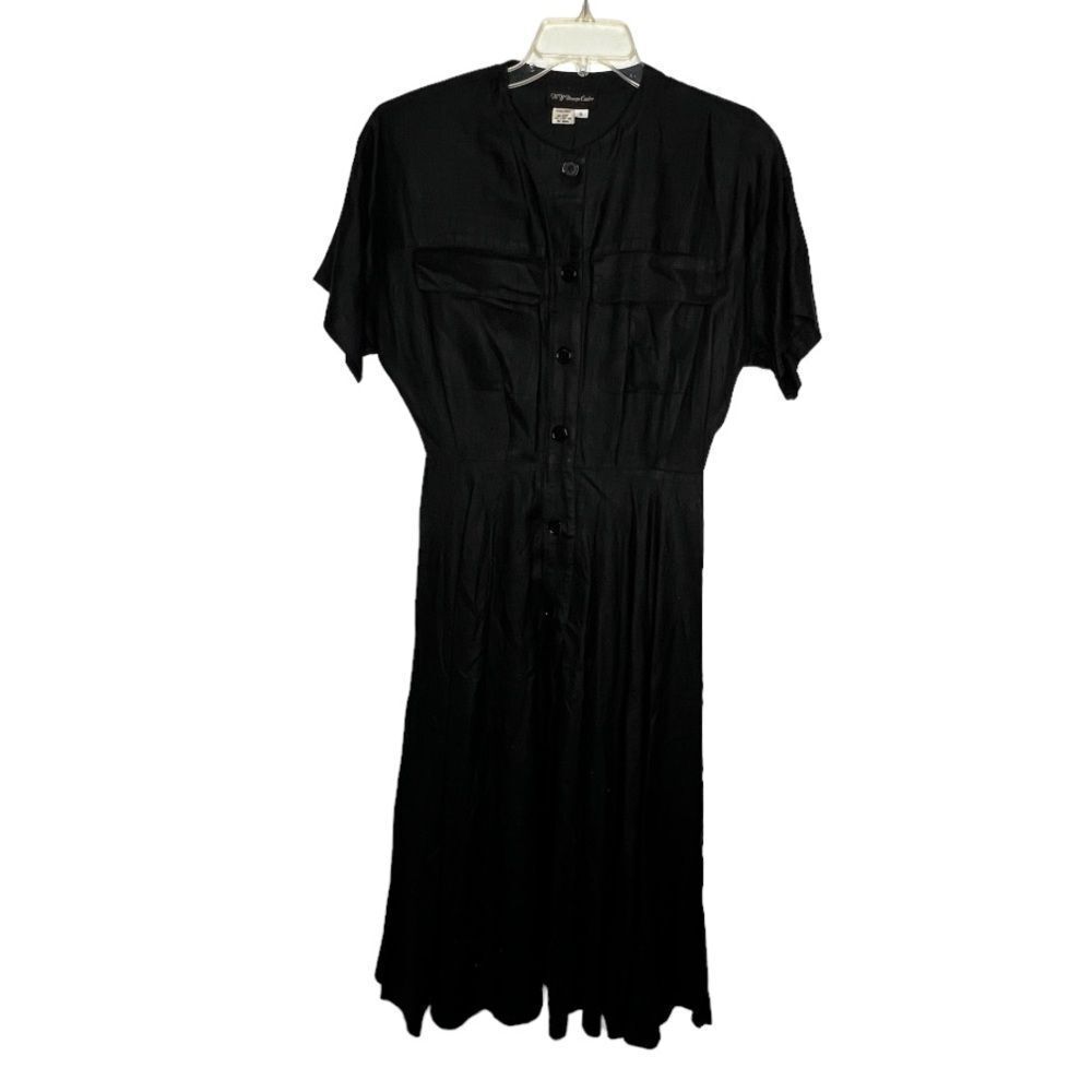 Vintage NY Design Centre Black Linen‎ Dress